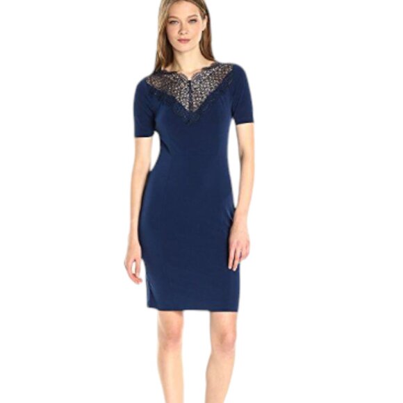 Tahari Lila Dress Blue Dusk Short Sleeve Cocktail Dress NEW NWT Size 6 - Picture 2 of 14